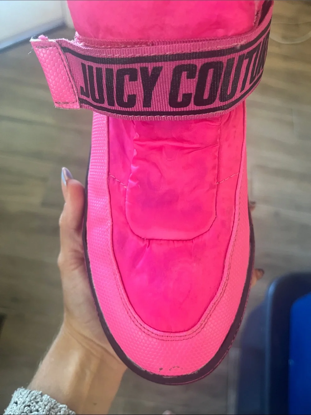 Juicy Couture Neon Pink High-Top Strap Ankle Sneakers